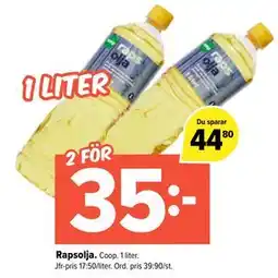 Coop Extra Rapsolja erbjuda