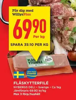 Willys FLÄSKYTTERFILÉ, Medlemspris erbjuda