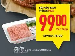 Willys NÖTFÄRS, Medlemspris erbjuda