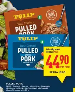 Willys PULLED PORK, Medlemspris erbjuda