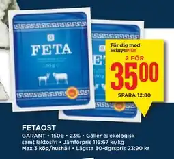 Willys FETAOST, Medlemspris erbjuda