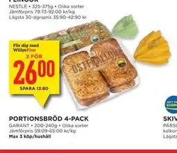 Willys PORTIONSBRÖD 4-PACK, Medlemspris erbjuda