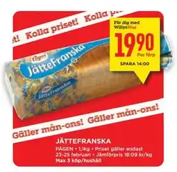 Willys Hemma JÄTTEFRANSKA, Medlemspris erbjuda