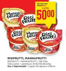 Willys Hemma RISIFRUTTI, MANNAFRUTTI, Medlemspris erbjuda