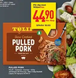 Willys Hemma PULLED PORK, Medlemspris erbjuda