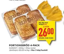 Willys Hemma PORTIONSBRÖD 4-PACK, Medlemspris erbjuda