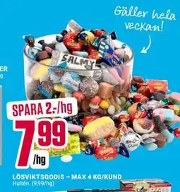 ÖoB LÖSVIKTSGODIS – MAX 4 KG/KUND erbjuda