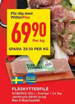 Willys FLÄSKYTTERFILÉ erbjuda