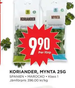 Willys Koriander, Mynta 25g erbjuda