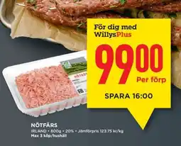 Willys Nötfärs erbjuda