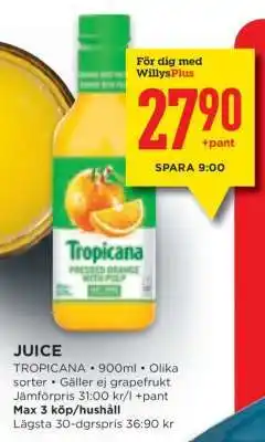 Willys Tropicana Juice erbjuda