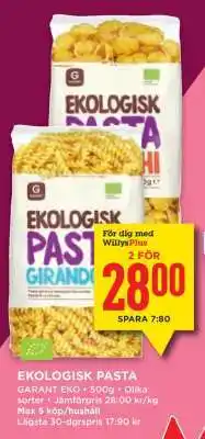 Willys Ekologisk pasta erbjuda