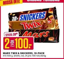 ÖoB MARS TWIX & SNICKERS, 10-PACK erbjuda