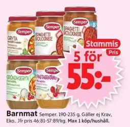 ICA Supermarket SEMPER Barnmat erbjuda