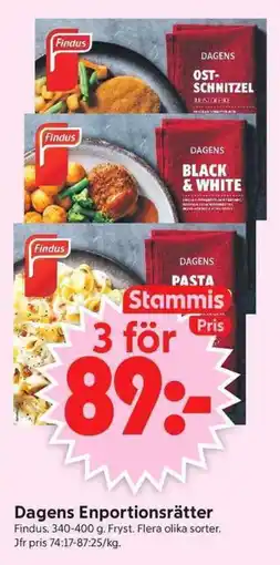 ICA Supermarket FINDUS Dagens enportionsrätter erbjuda