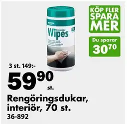 Biltema Rengöringsdukar, interiör, 70 st erbjuda
