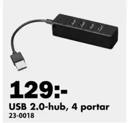 Biltema USB 2.0-hub, 4 portar erbjuda