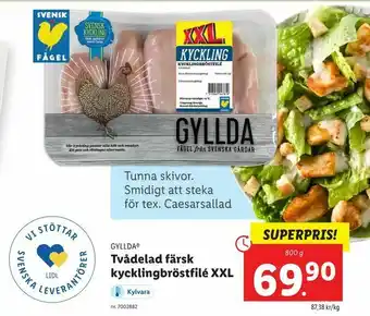 Lidl Tvådelad färsk. kycklingbröstfilé XXL erbjuda