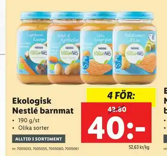 Lidl Ekologisk Nestlé barnmat. erbjuda