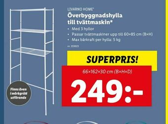 Överbyggnadshylla. till tvättmaskin*