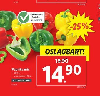 Lidl Paprika mix erbjuda