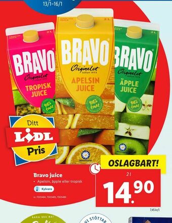 Lidl Bravo juice erbjuda