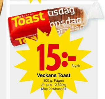 Matöppet Veckans Toast erbjuda