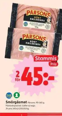 ICA Supermarket Pärsons Rökt Emulskinka erbjuda