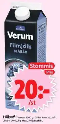 ICA Supermarket Verum filmjölk blåbär erbjuda