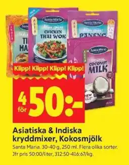 ICA Supermarket ASIATISKA & INDISKA KRYDDMIXER, KOKOSMJÖLK erbjuda