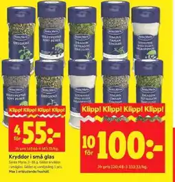 ICA Supermarket Kryddor i små glas erbjuda