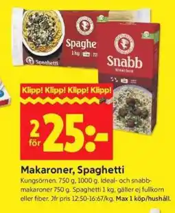 ICA Supermarket MAKARONER, SPAGHETTI erbjuda