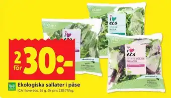 ICA Supermarket EKOLOGISKA SALLATER I PÅSE erbjuda