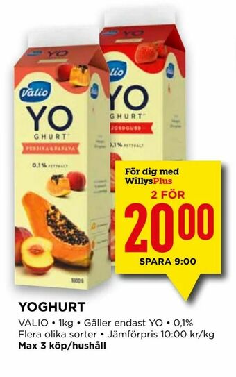 Willys Yoghurt erbjuda