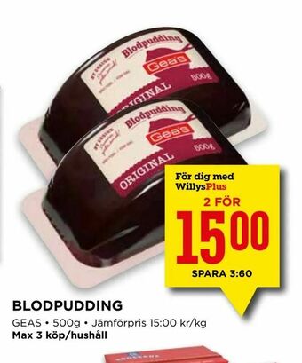 Willys Blodpudding erbjuda