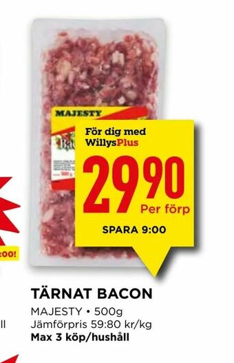 Willys Tärnat bacon erbjuda