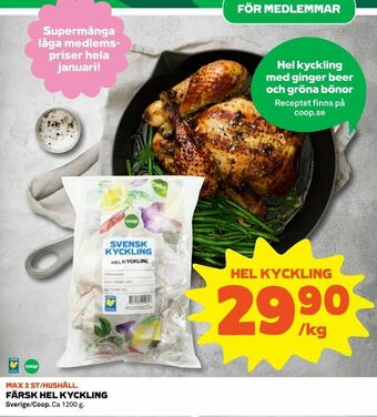 Coop Färsk hel kyckling erbjuda