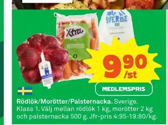 Rödlök/Morötter/Palsternacka