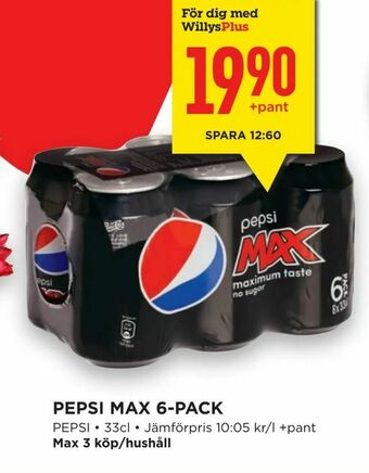 Willys Hemma Pepsi max 6-pack erbjuda