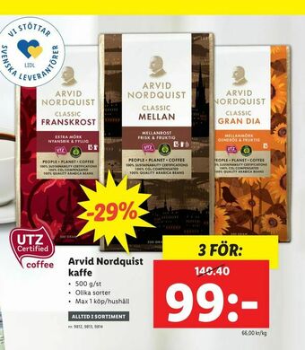 Lidl Arvid Nordquist kaffe erbjuda