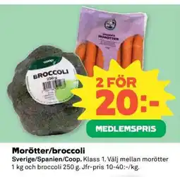 Coop MORÖTTER/BROCCOLI erbjuda