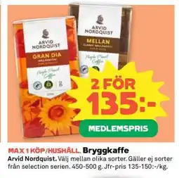 Coop Bryggkaffe Arvid Nordquist erbjuda