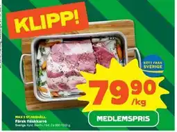 Stora Coop Färsk fläskkarré, Medlemspris erbjuda