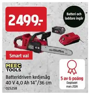 Batteridriven kedjesåg 40 V 4,0 Ah 14”/36 cm