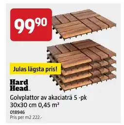 Jula Golvplattor av akaciaträ 5 -pk 30x30 cm 0,45 m² erbjuda