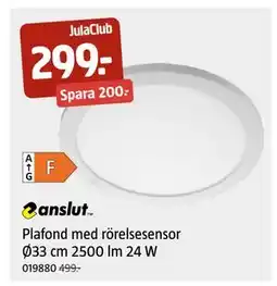 Jula Plafond med rörelsesensor Ø33 cm 2500 lm 24 W, Medlemspris erbjuda