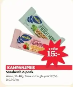 Hemköp Wasa Sandwich 2-pack erbjuda