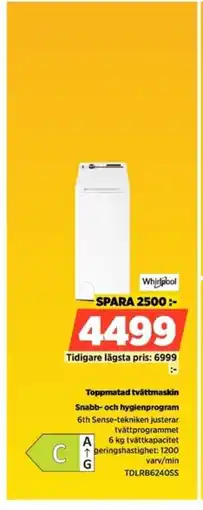 Power Whirlpool Toppmatad tvättmaskin TDLRB6240SS erbjuda