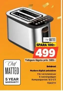Power Chef Matteo Brödrost TOASTYI erbjuda