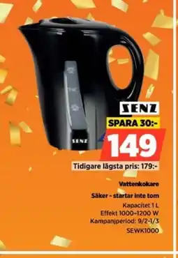 Power SENZ Vattenkokare SEWK1000 erbjuda